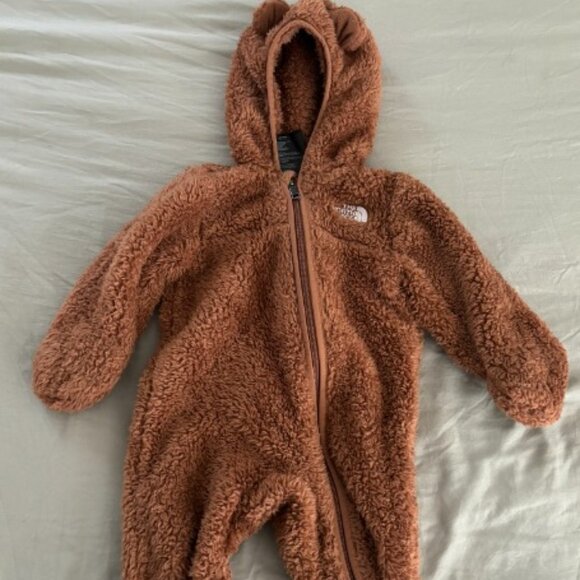 The North Face Brown Baby Bear Full Zip One Piece Fleece Jumpsuit - Picture 2 of 4